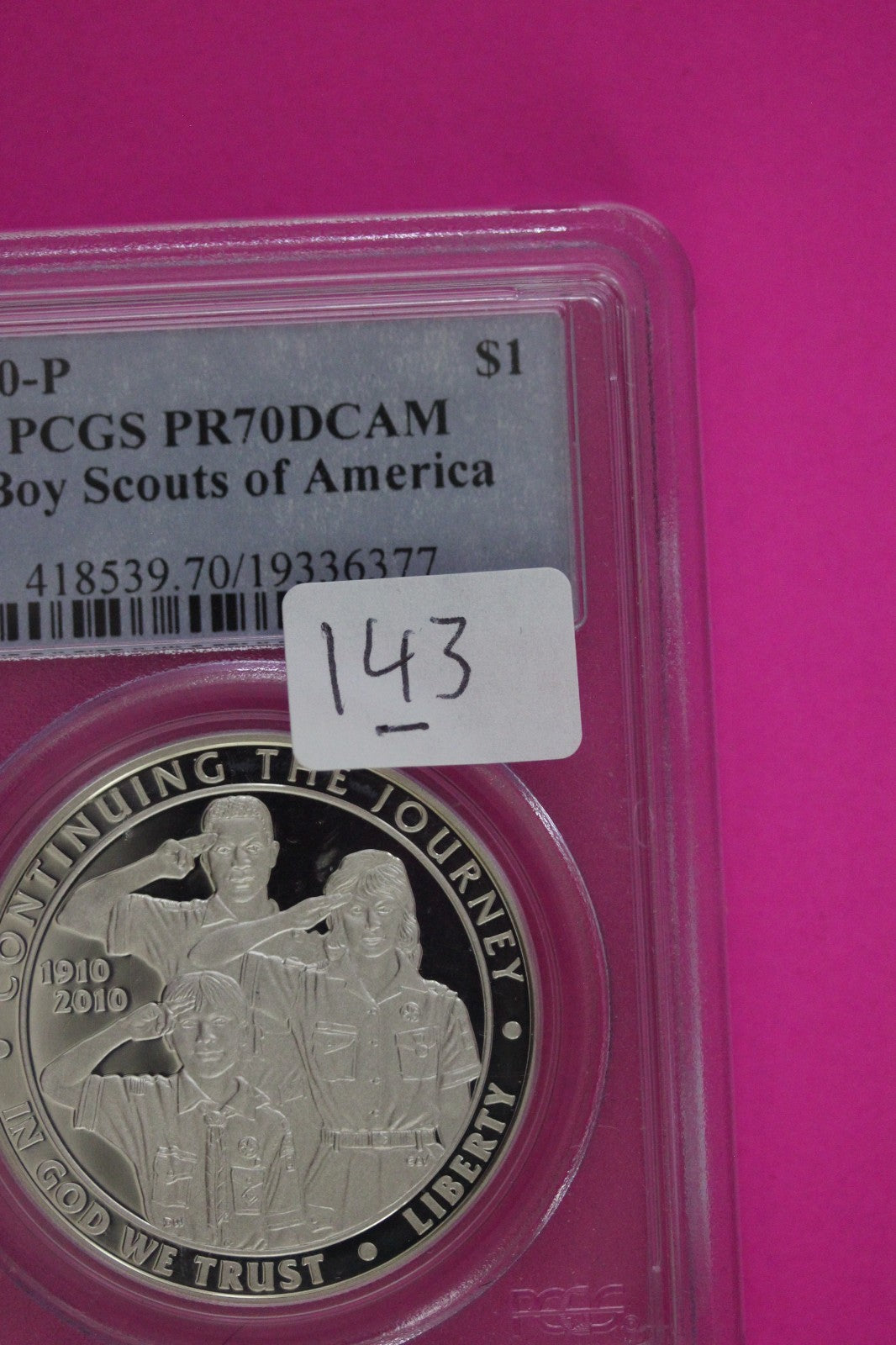 2010 P PR 70 DCAM Boy Scouts Of America Commemorative Silver Dollar PCGS 143