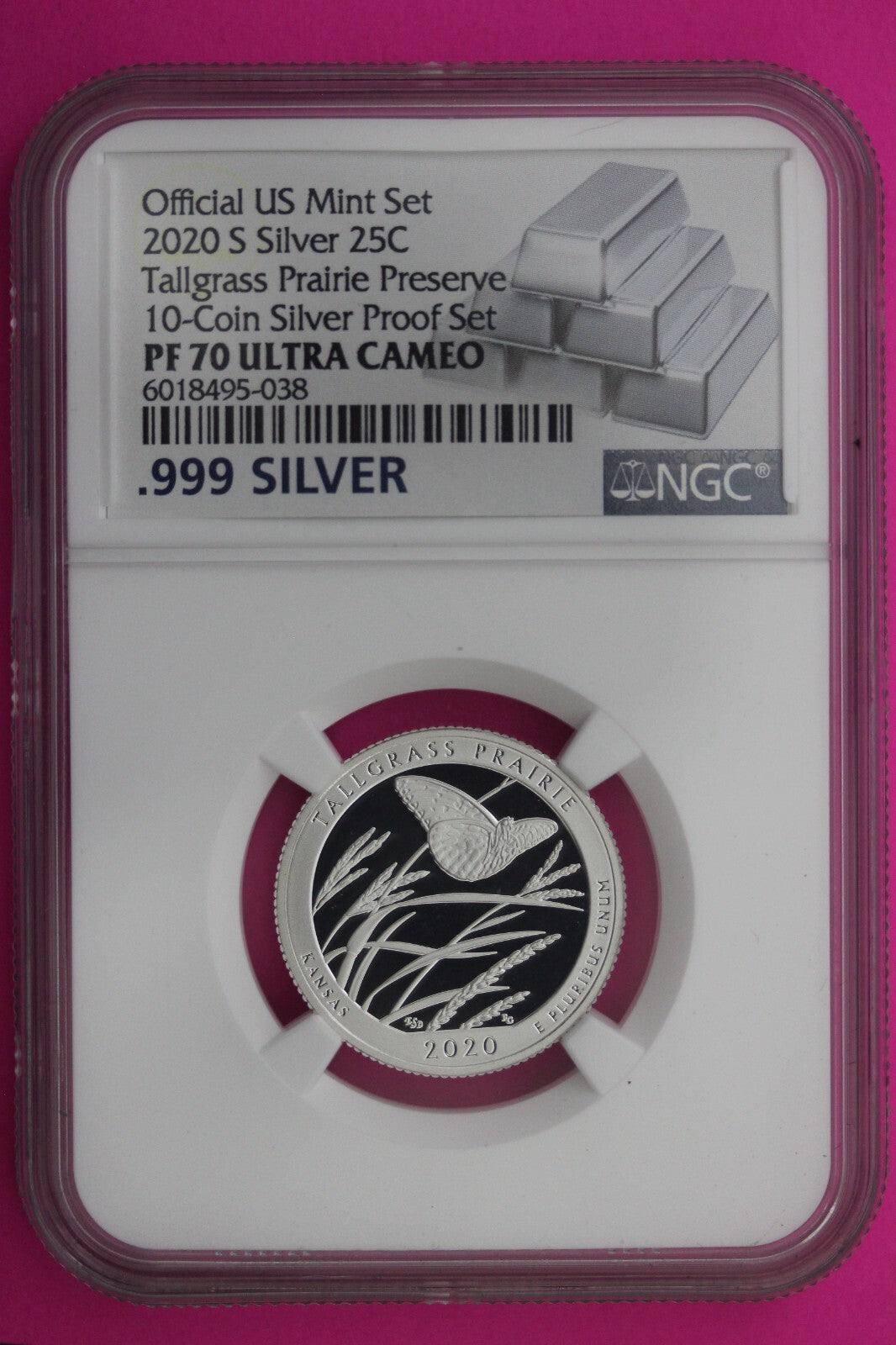 2020 S PF 70 Silver Quarter Tallgrass Praire Preserve NGC From Mint Set 439