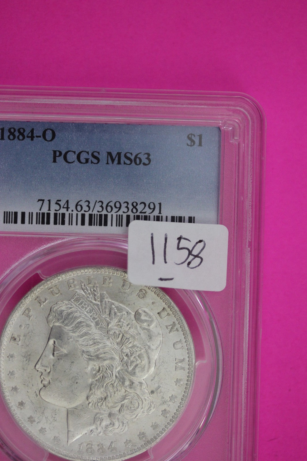 1884 O MS 63 Liberty Morgan Silver Dollar PCGS Certified Authentic Slab 1158