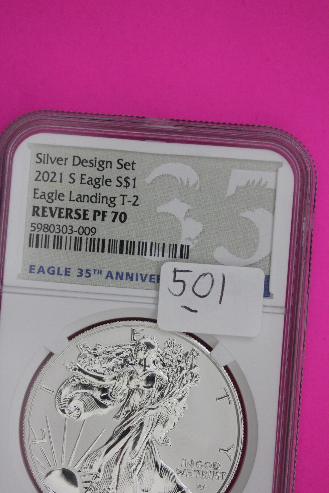 2021 S T2 PR 70 Reverse Proof Silver Eagle NGC Graded Certified Authentic 501