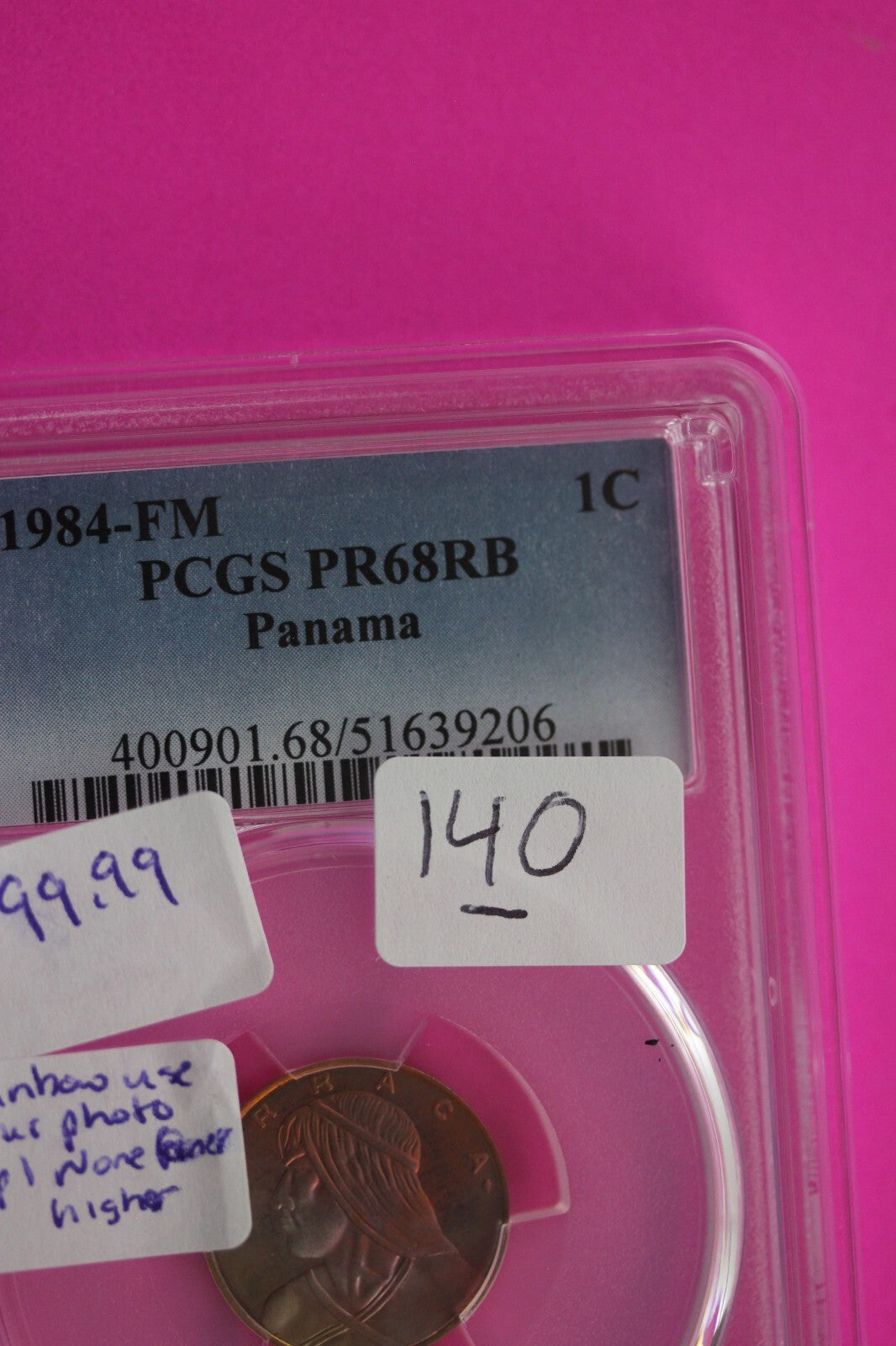 Pop 1 None Higher 1984 FM PR 68 RB Panama 1 Centesimo Toned PCGS Certified 140