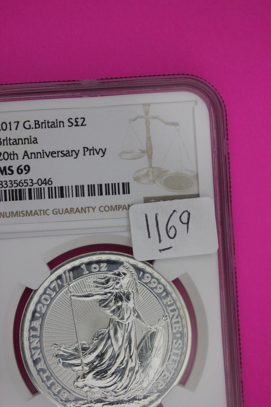 2017 MS 69 Great Britain £2 Britannia 20th Anniversary Privy NGC Graded 1169
