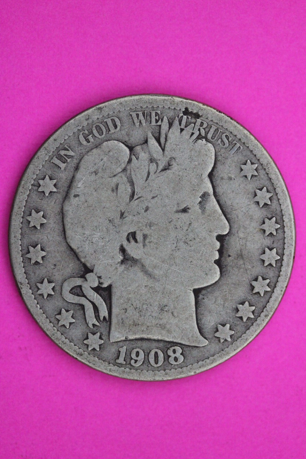 1908 O Barber Liberty Half Dollar Silver Coin Scarce Semi Key Date Genuine 0421N