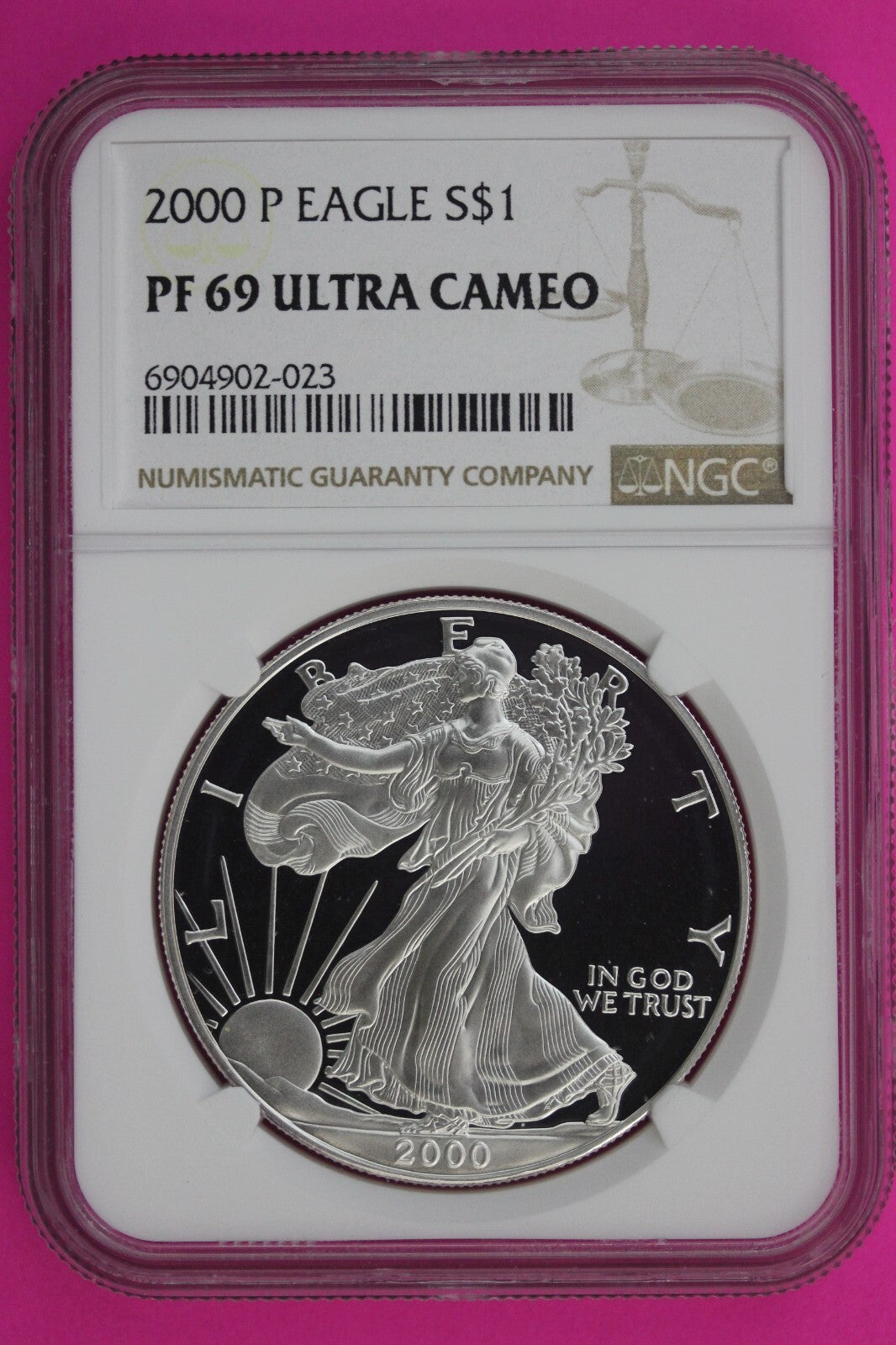 2000 P PF 69 Silver American Eagle Ultra Cameo Authentic Proof Coin NGC 1106