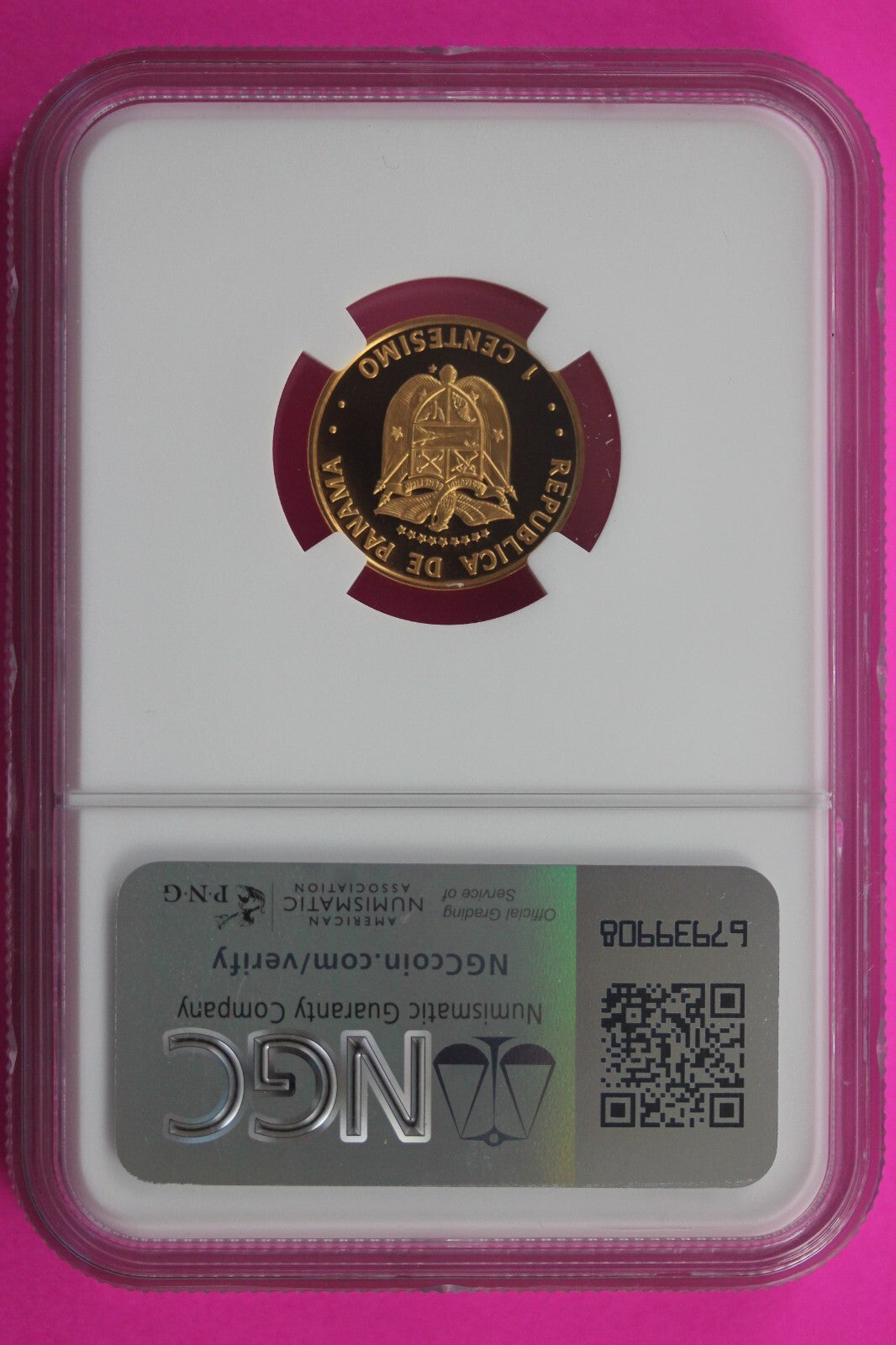 1976 Panama PF 70 Red Ultra Cameo Proof 1 Centesimo Coin NGC Slab Top Pop 570