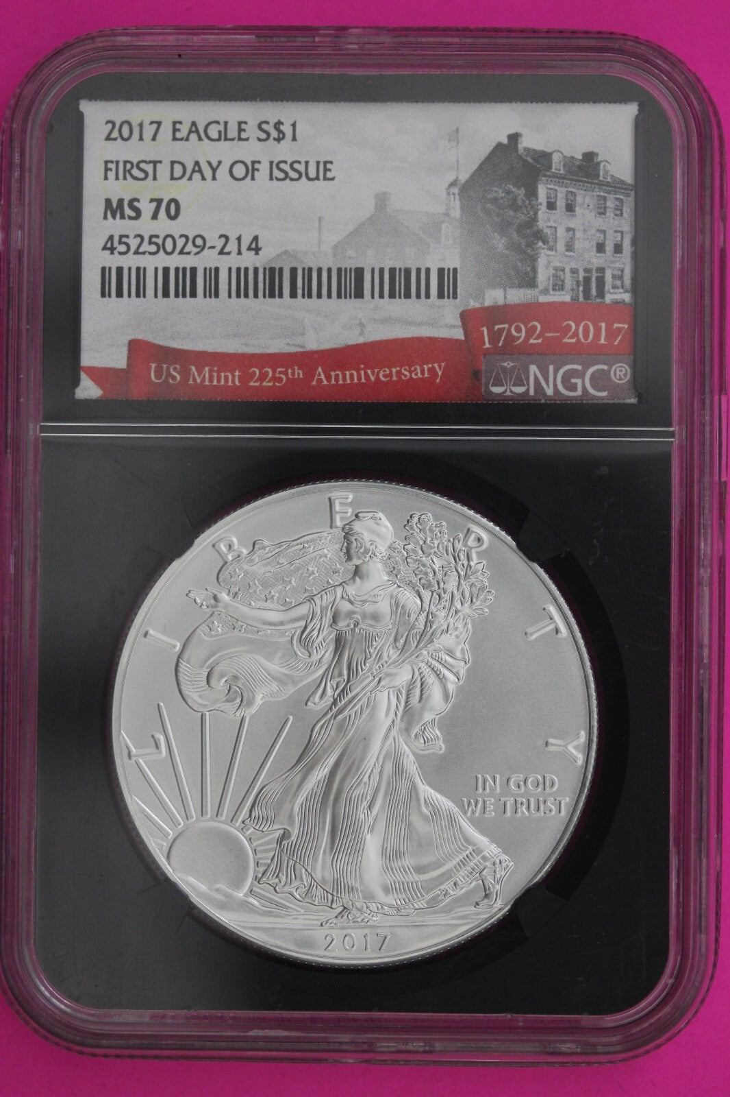 2017 MS 70 Silver Eagle Coin 1 OZ .999 NGC Certified Graded Authentic Slab 543