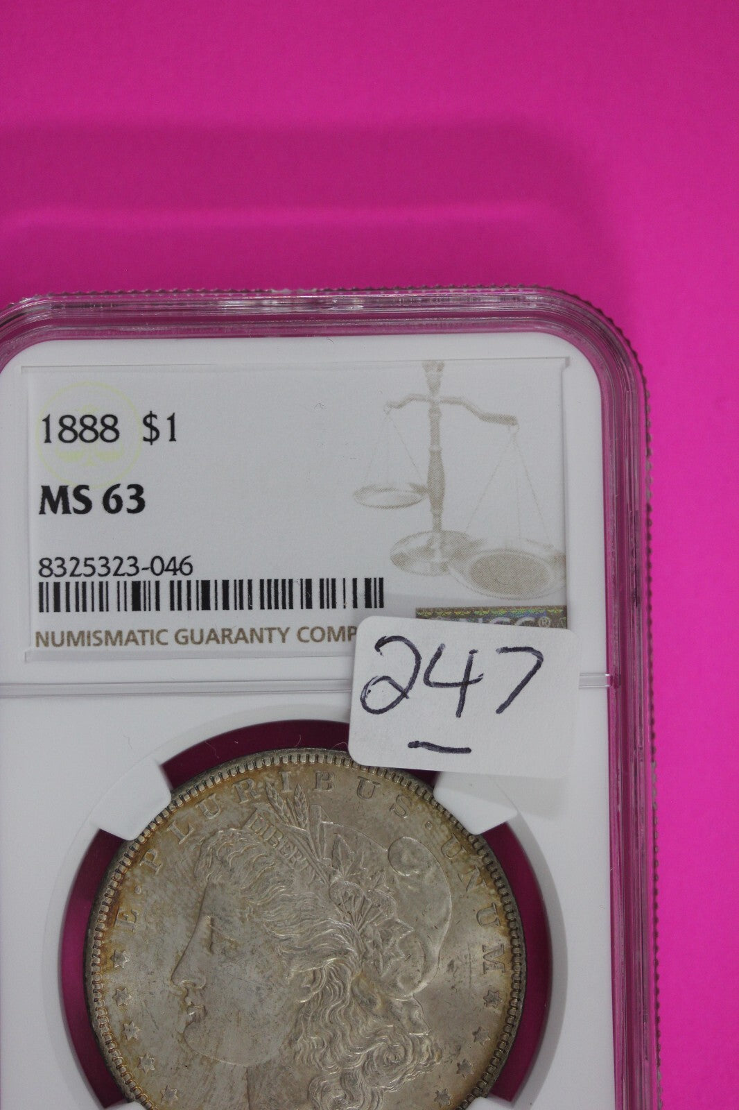 Toned 1888 P MS 63 Liberty Morgan Silver Dollar NGC Certified Graded 247