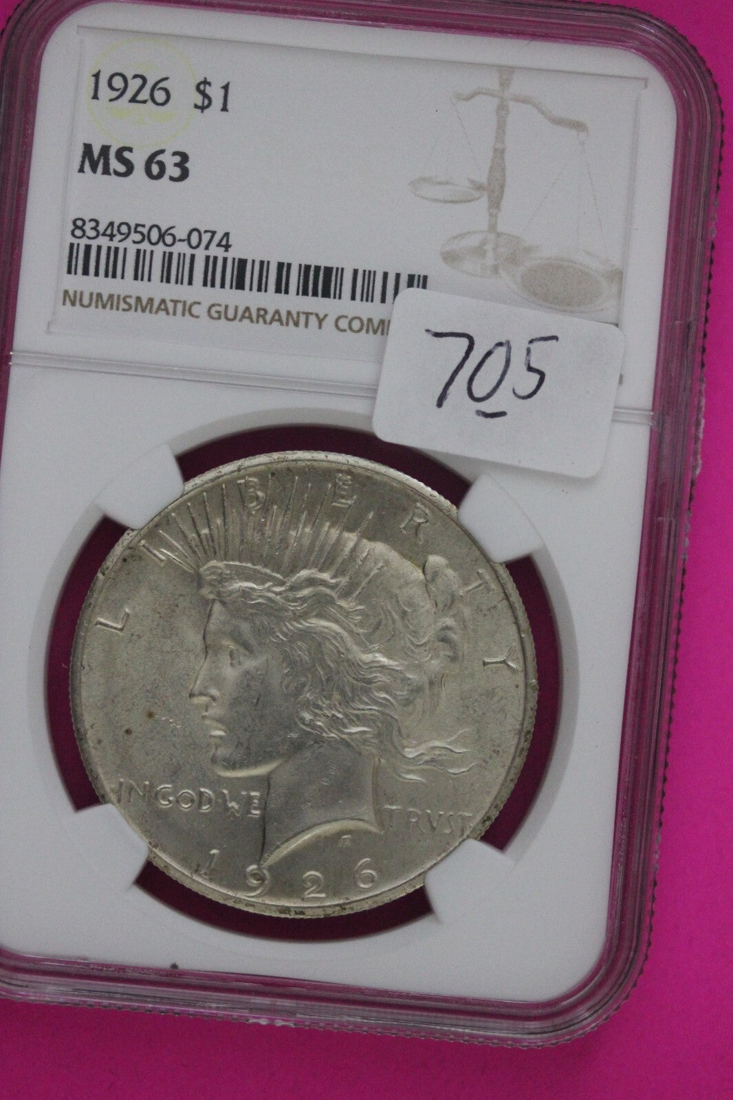 1926 P MS 63 Liberty Peace Silver Dollar NGC Certified Graded Authentic Coin 705