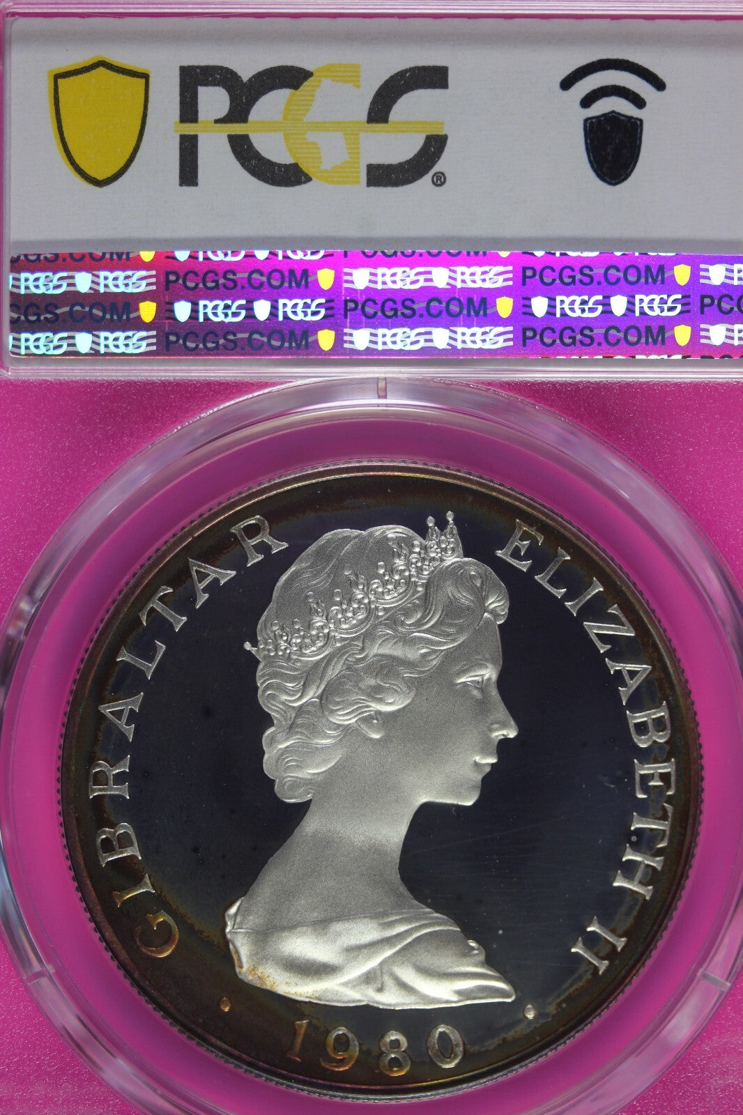 Toned 1980 PR 68 DCAM Crown Gibraltar PCGS Queen Elizabeth 80th Birthday 491