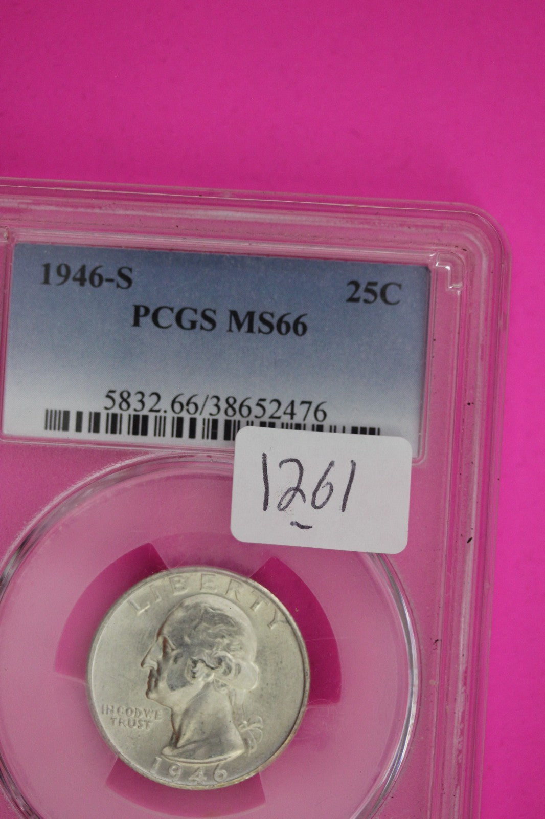 1946 S MS 66 Washington Silver Quarter PCGS Certified Graded Authentic Slab 1261