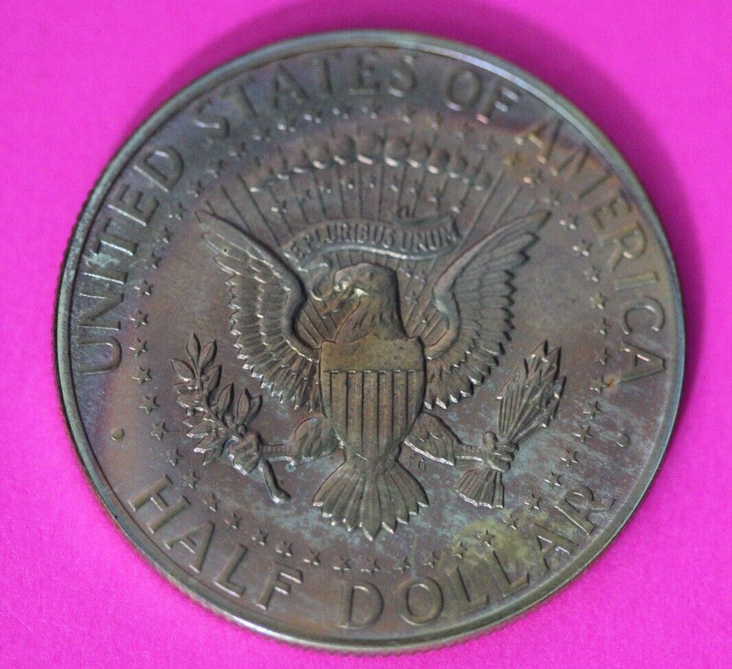 Rainbow Toned 1964 Accented Hair John F Kennedy Proof Half Dollar Exact Coin 15