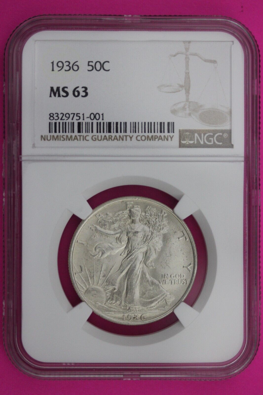 1936 P MS 63 Walking Liberty Half Dollar NGC Graded Certified Authentic 514