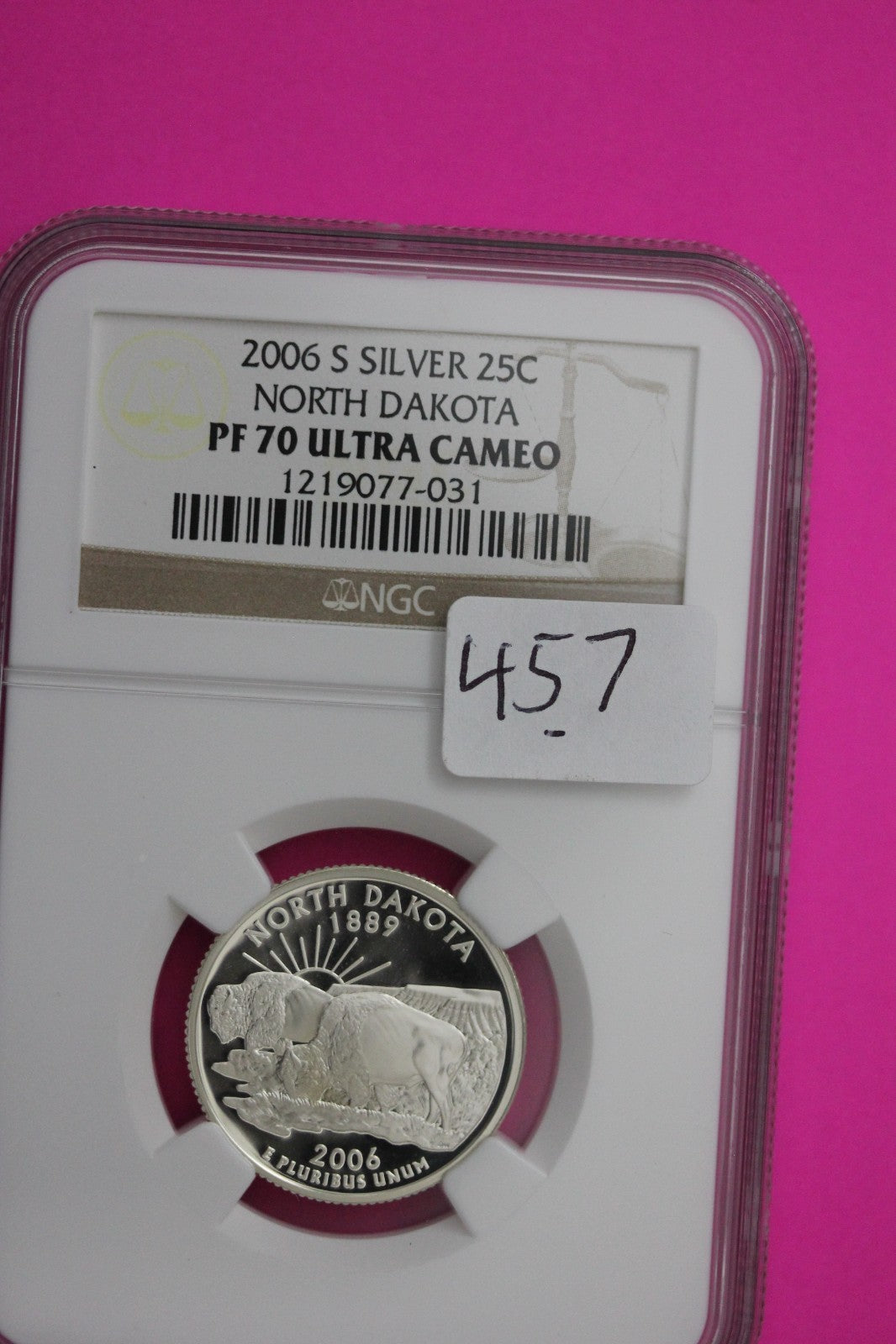 2006 S PF 70 North Dakota Silver State Quarter NGC Certified Authentic Slab 457