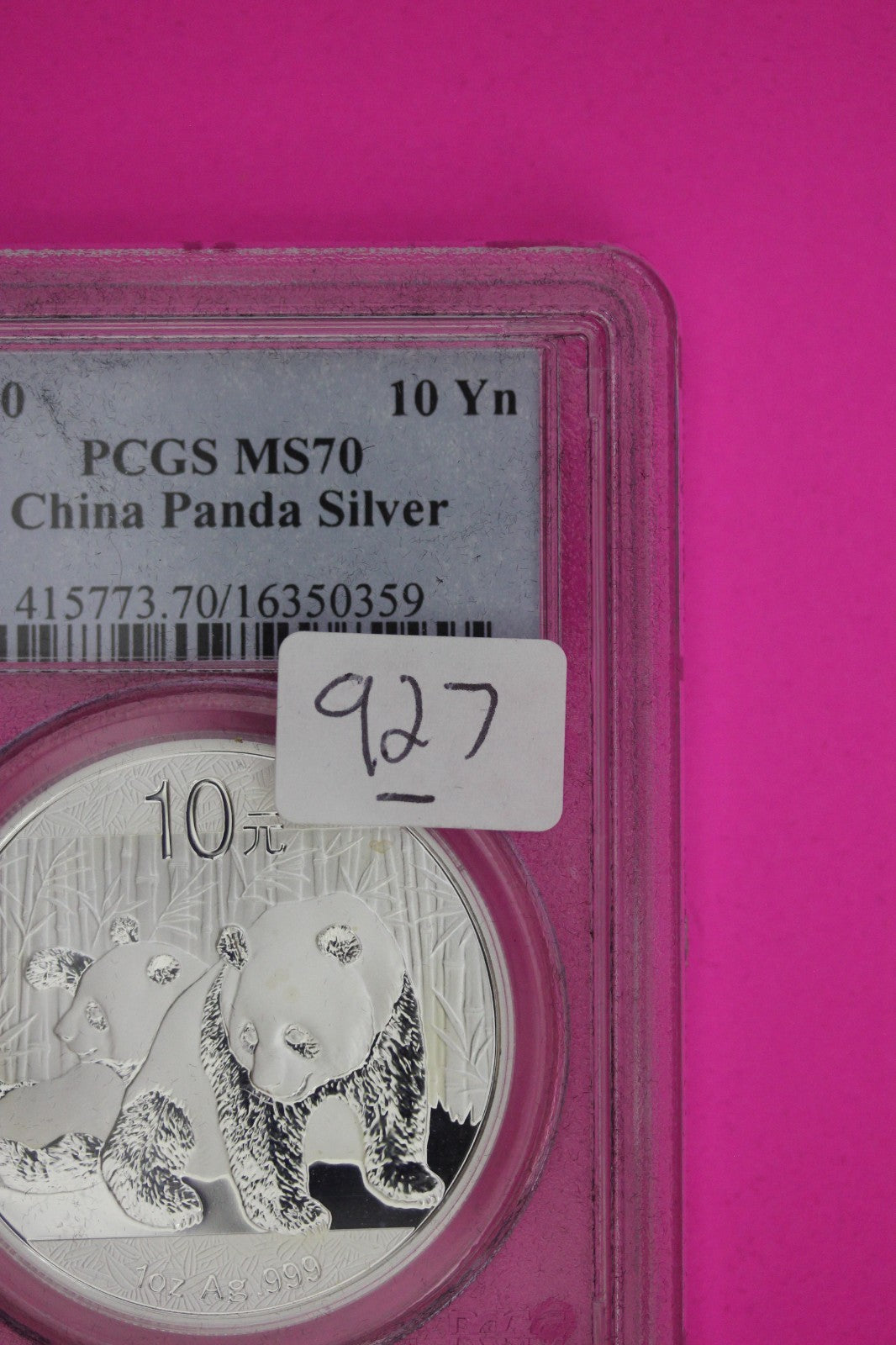 2010 MS 70 China Panda 1 OZ Silver Coin PCGS Certified Graded Authentic Slab 927