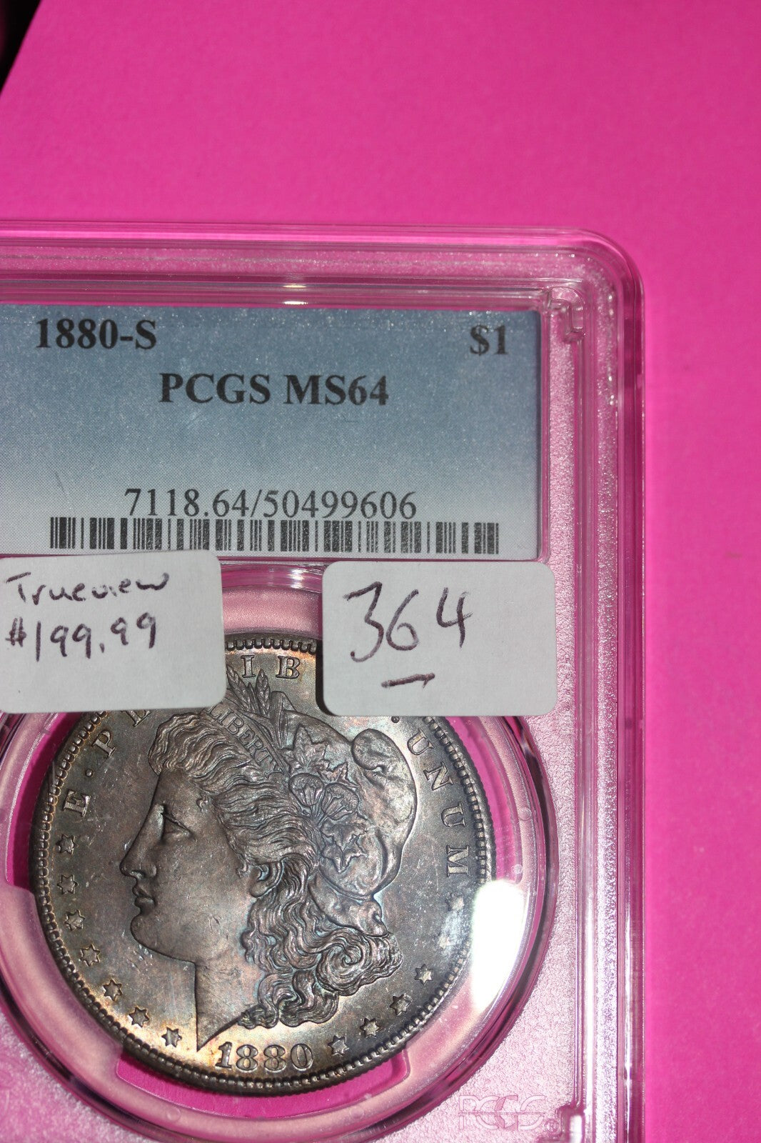 Toned 1880 S MS 64 Liberty Morgan Silver Dollar PCGS Graded Authentic 364