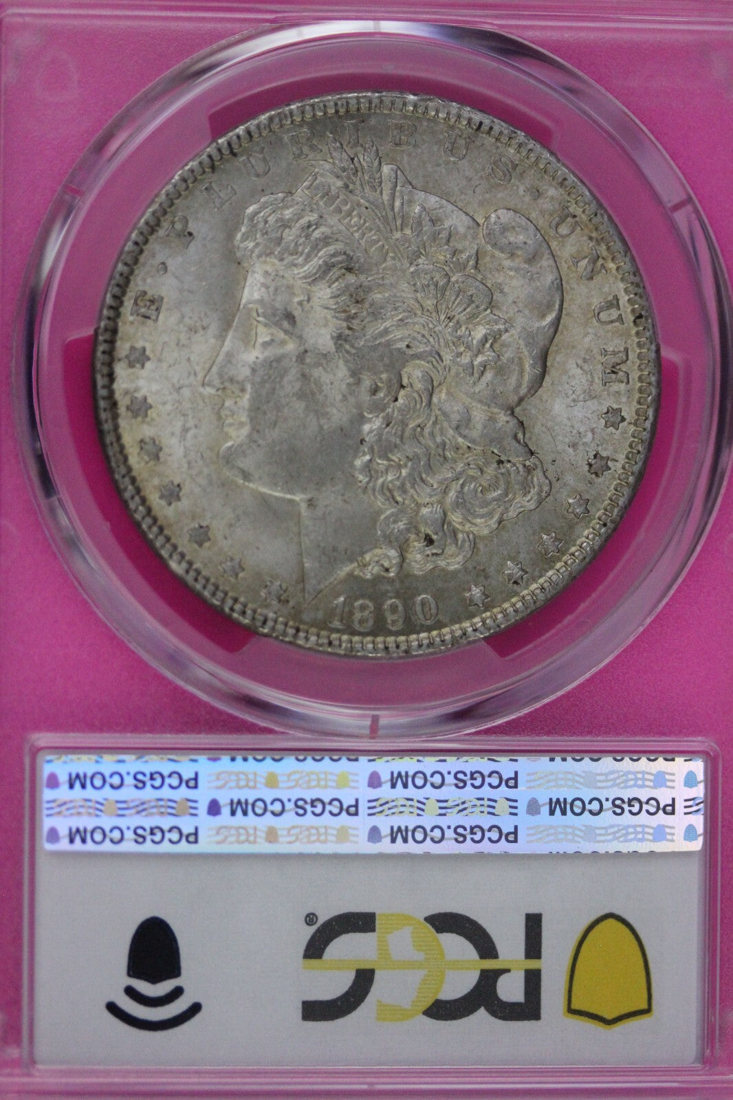 Toned 1890 P MS 62 Morgan Liberty Silver Dollar PCGS Certified Slab 43