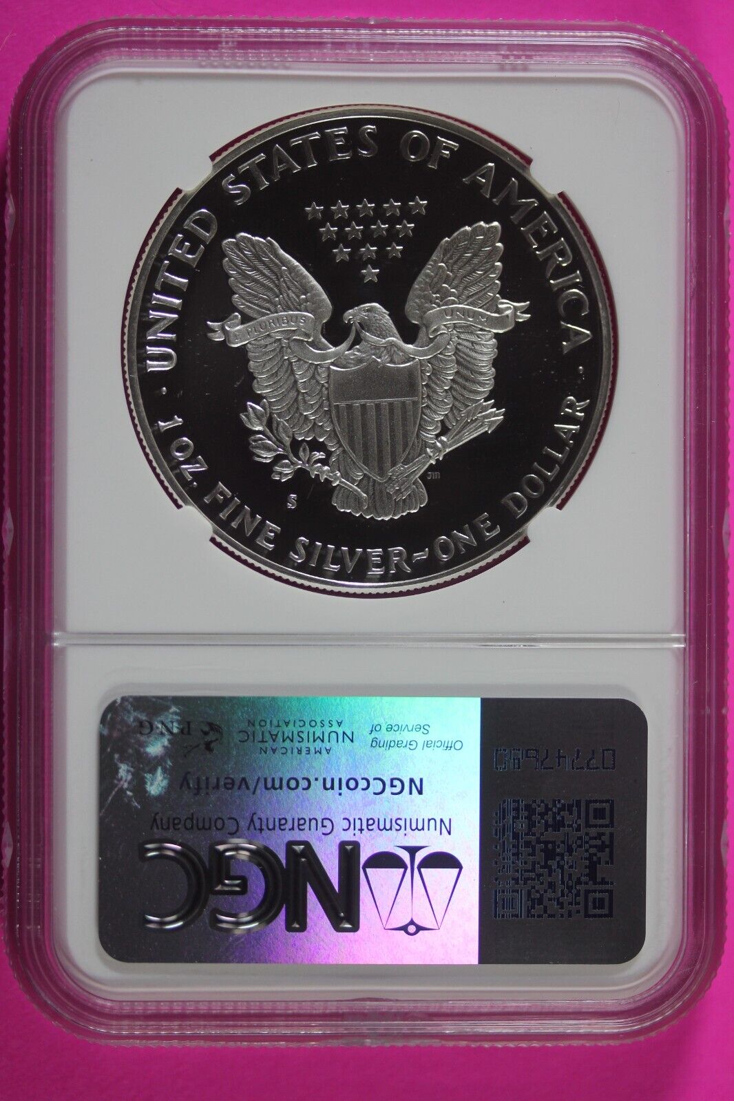 1990 S PF 69 Silver American Eagle Deep Cameo Authentic Proof Coin NGC Slab 1036