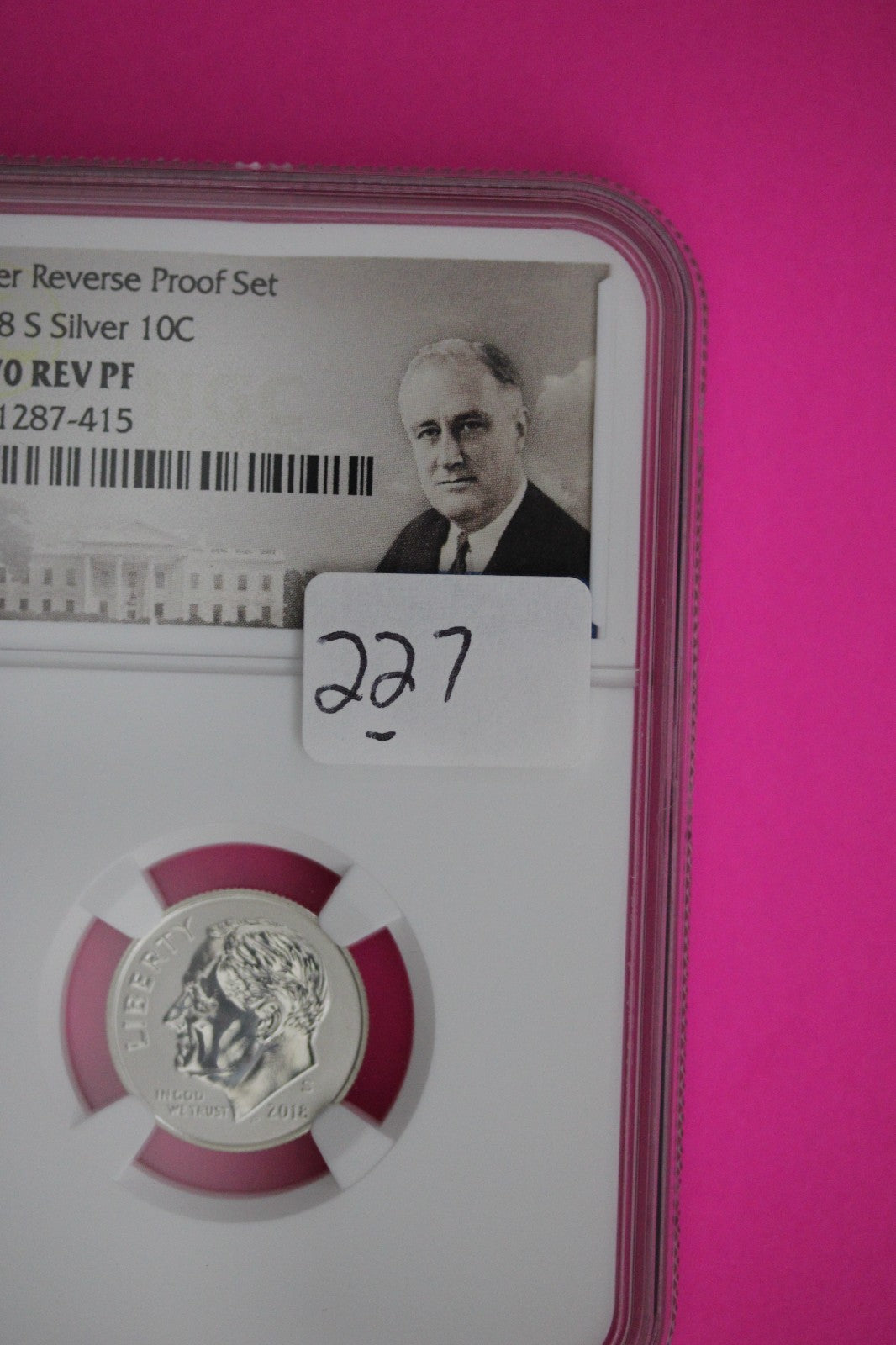 2018 S PF 70 Reverse Proof Roosevelt Silver Dime 1 Coin From a Proof Set NGC 227