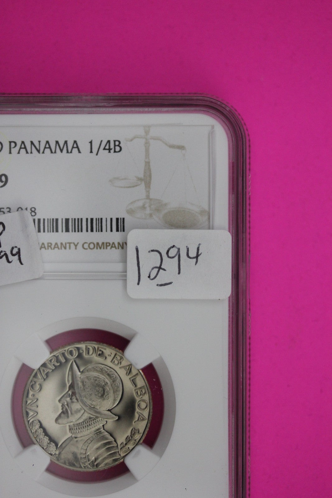 Top Pop 1969 Panama PF 69 Proof 1/4 Balboa NGC Graded Certified Genuine 1294
