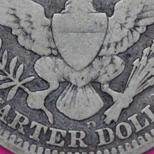 1910 D Barber Liberty Silver Quarter Scarce Semi Key Date Denver Mint 44