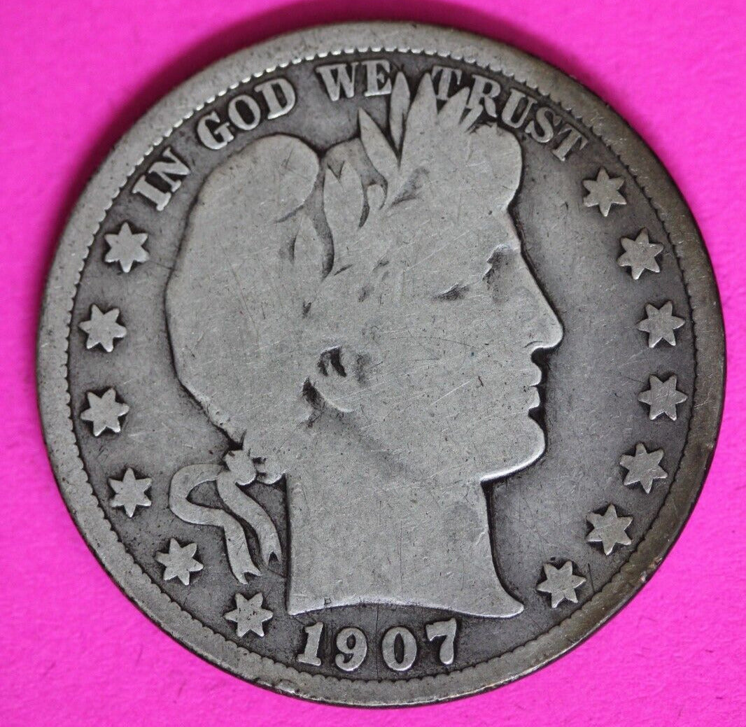1907 O Barber Liberty Half Dollar Scarce Semi Key Date Coin New Orleans Mint 176