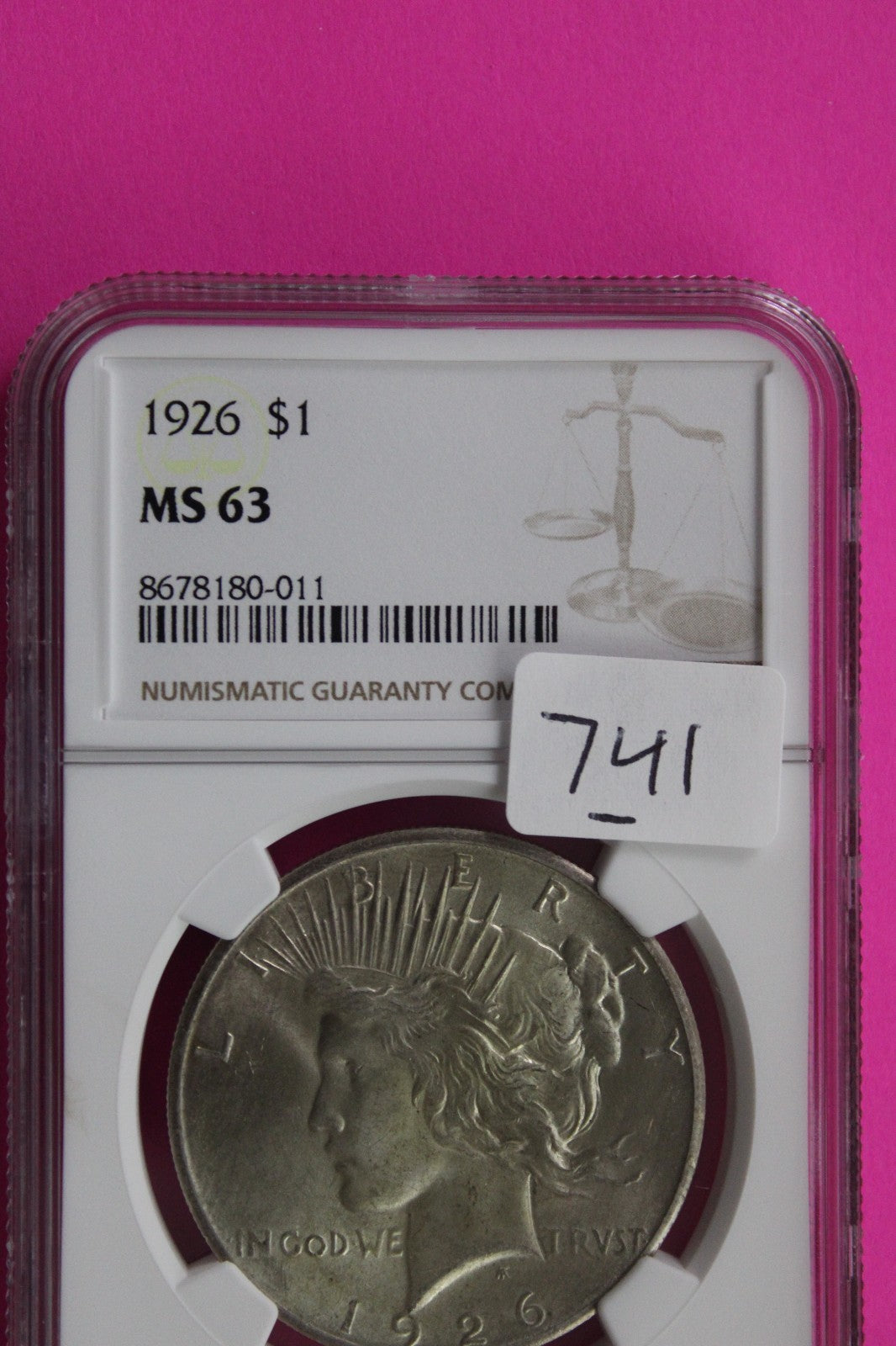 1926 P MS 63 Liberty Peace Silver Dollar NGC Certified Graded Authentic 741