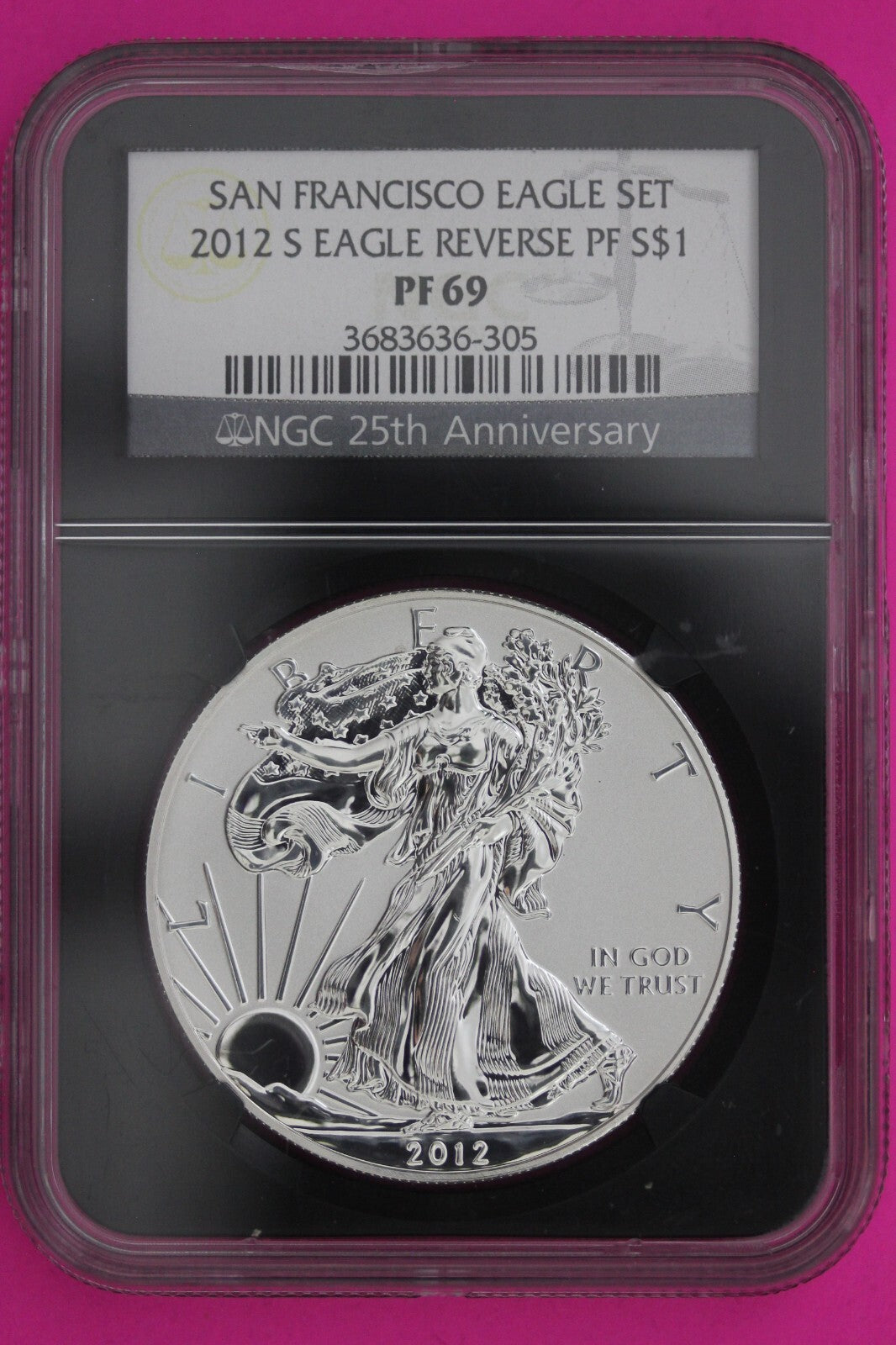 2012 S PR 69 Reverse Proof Silver Eagle NGC Graded Certified Authentic Slab 519