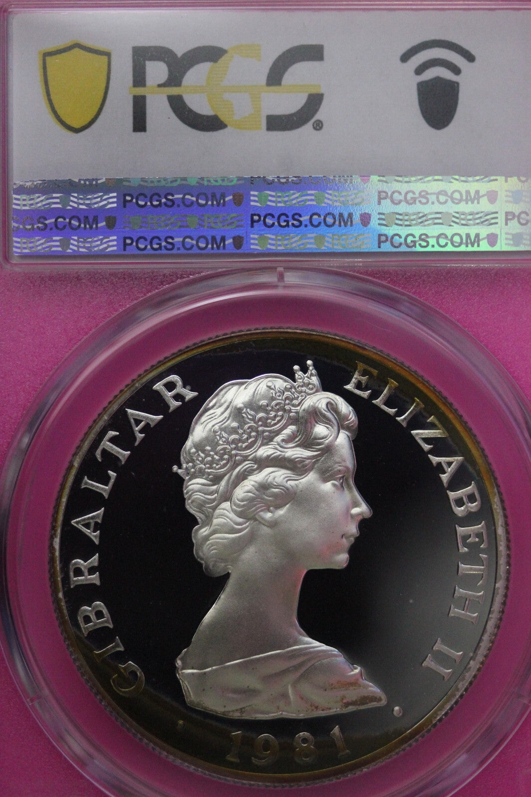 Toned 1981 PR 68 DCAM Crown Gibraltar Princess Diana Royal Wedding PCGS Slab 617
