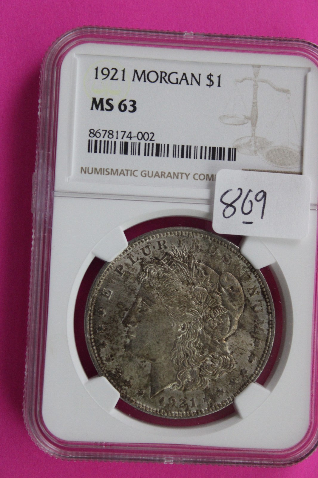 1921 P MS 63 Liberty Morgan Silver Dollar NGC Certified Graded Authentic 869