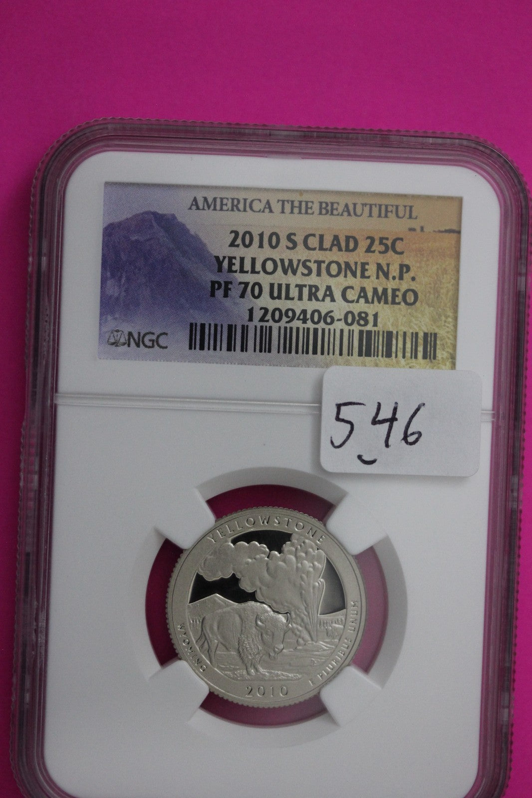 2010 S PF 70 Clad Quarter Yellowstone Park ATB NGC Graded Certified Slab 546
