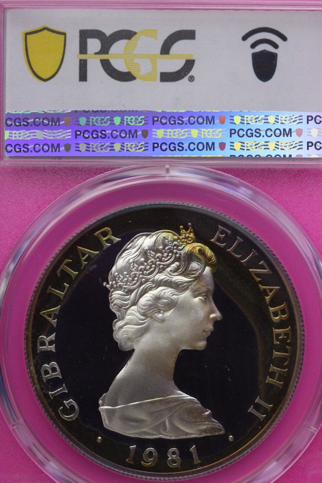 Toned 1981 PR 68 DCAM Crown Gibraltar Princess Diana Royal Wedding PCGS Slab 643