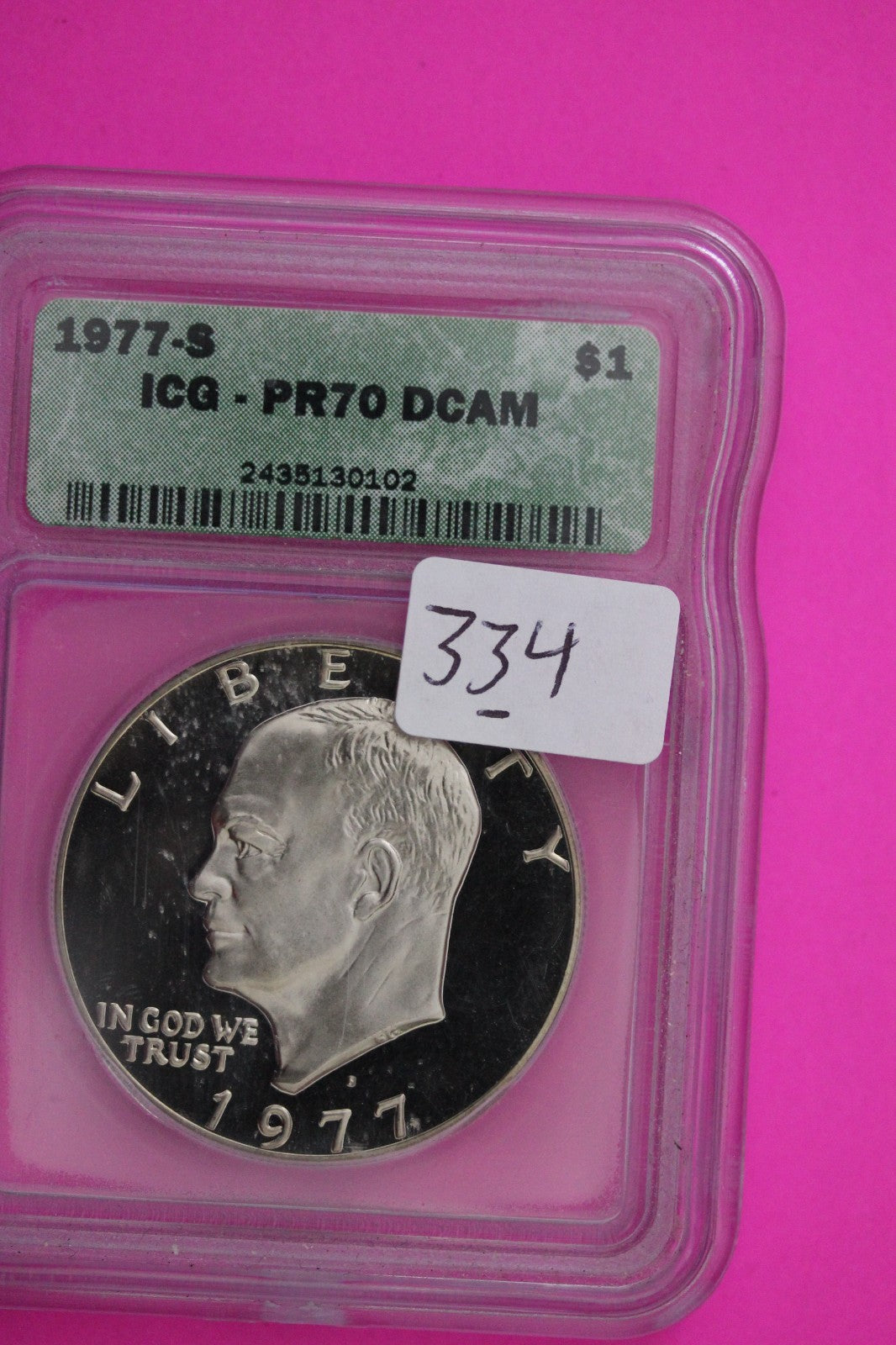 1977 S PR 70 Deep Cameo Clad Ike Eisenhower Dollar ICG Certified Graded 334