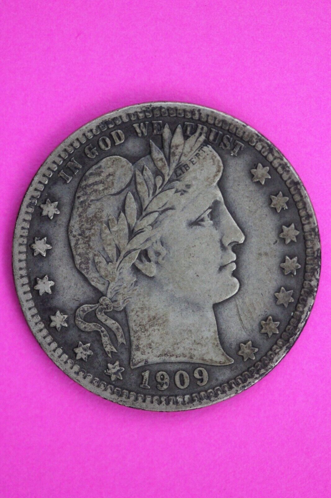 1909 P Barber Liberty Silver Quarter Scarce Semi Key Date Philadelphia Mint 58