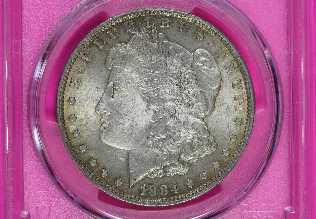 Toned 1884 O MS 63 Morgan Liberty Silver Dollar PCGS Certified Graded Slab 988