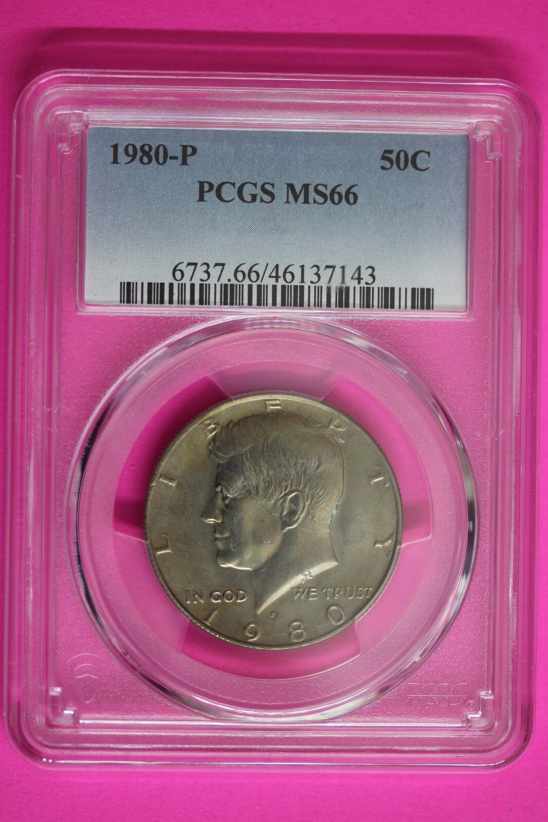 Toned Color 1980 P MS 66 Kennedy Half Dollar PCGS Graded Trueview Slab 1216