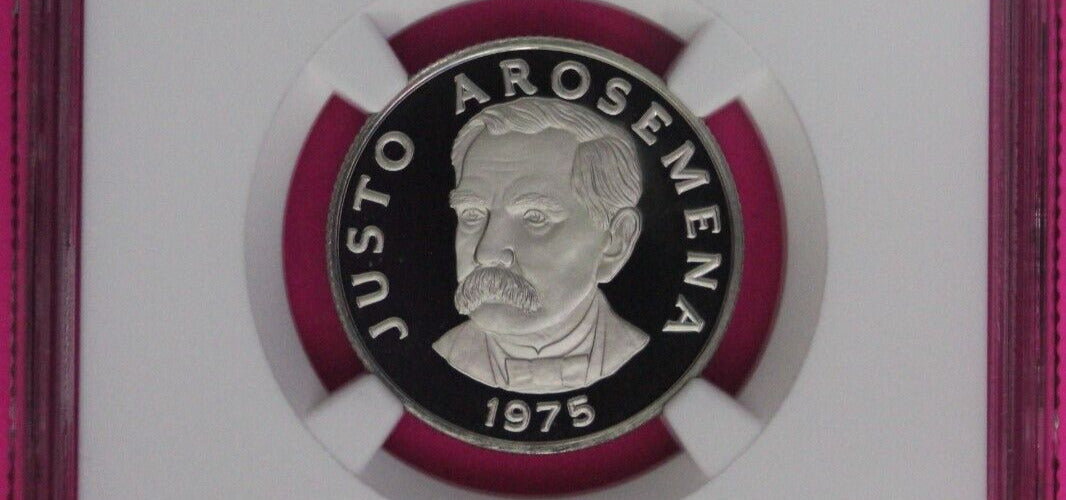 1975 Panama PF 68 Ultra Cameo Proof 25 Centesimos NGC Graded Certified Slab 1028
