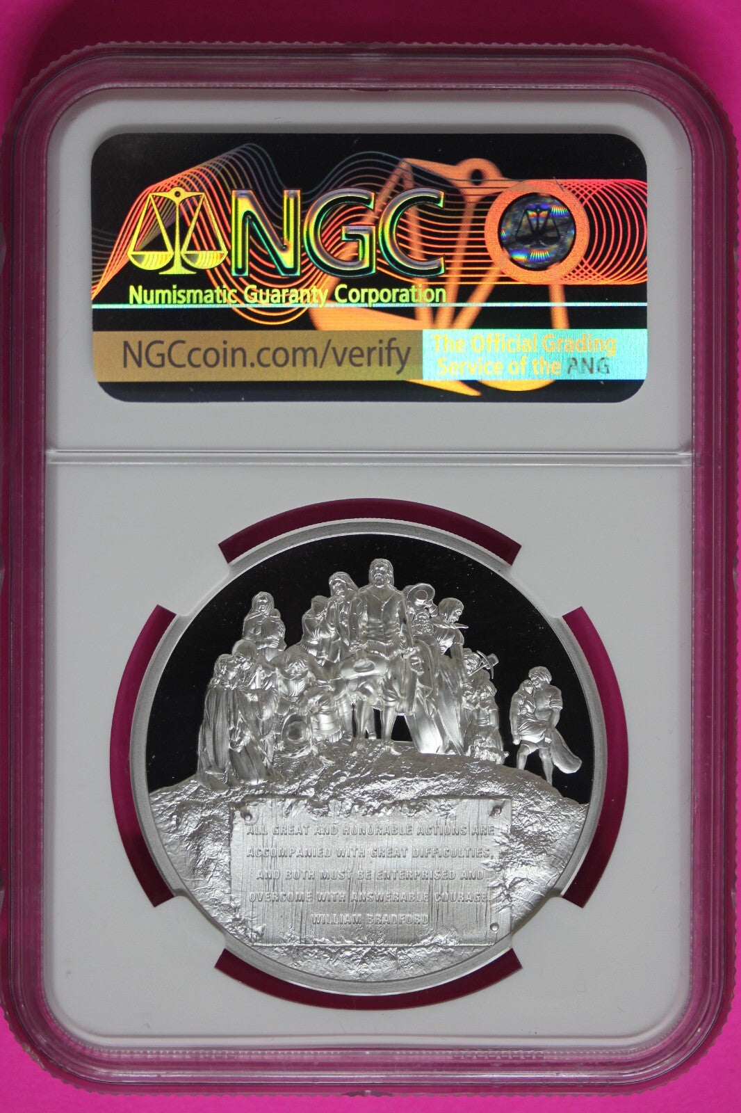 Rare 2020 PL 69 Cook Islands Silver Mayflower Voyage Everhart Signature NGC 1316