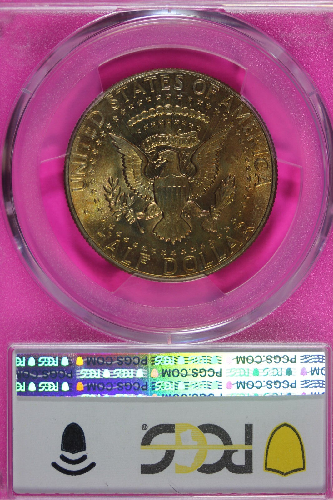 Toned 1966 Silver MS 65 John F Kennedy Silver Half Dollar PCGS Graded Slab 132