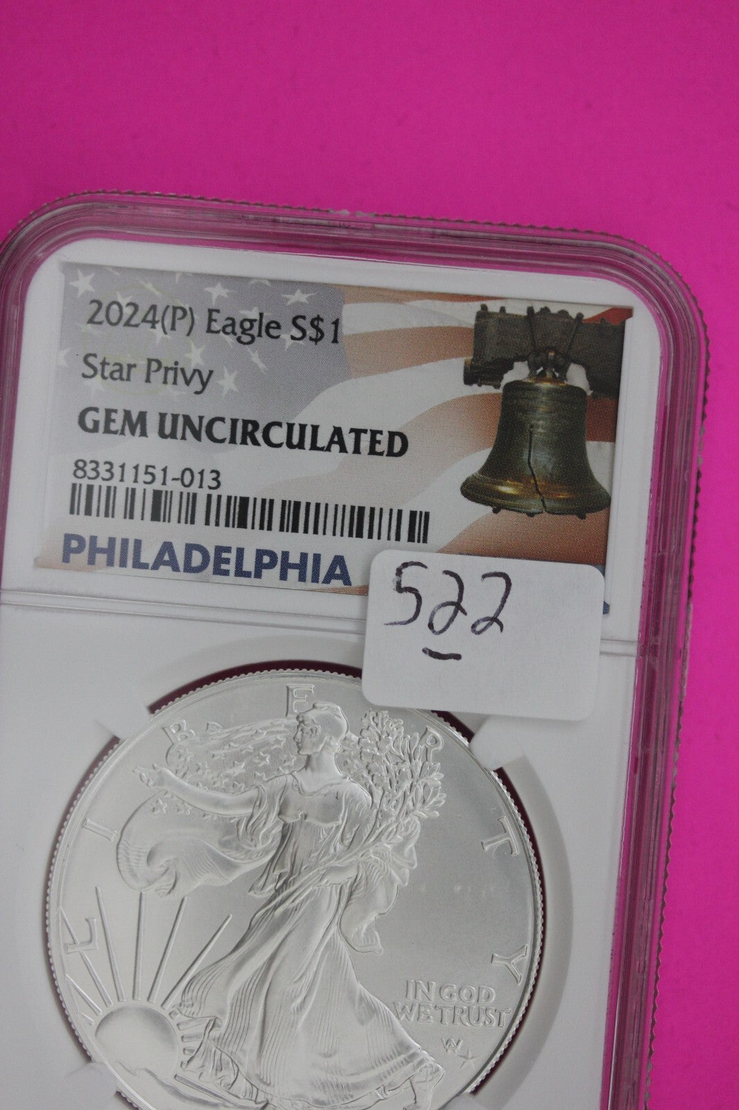 2024 (P) Star Privy Silver Eagle Coin 1 OZ .999 NGC Certified Graded Slab 522