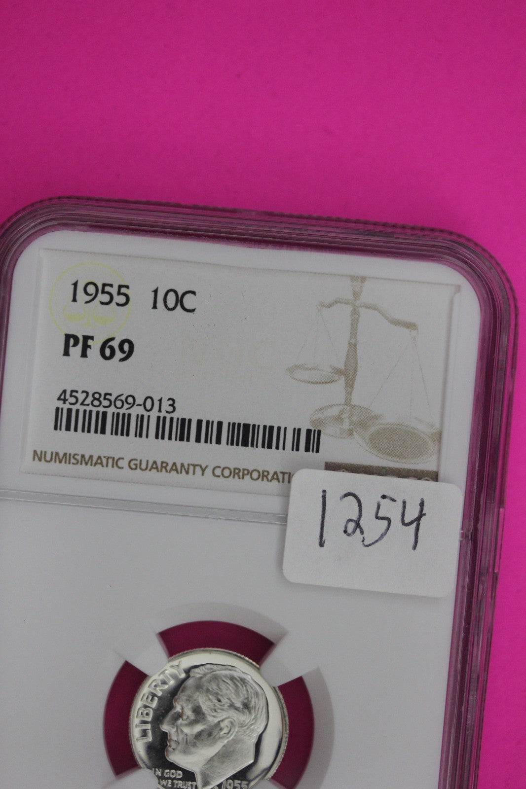 1955 PF 69 Roosevelt Silver Dime NGC Certified Graded Authentic & Genuine 1254