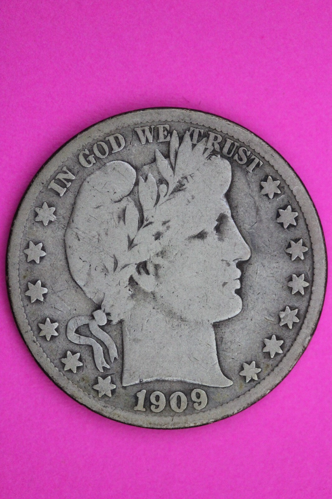 1909 Inverted S Barber Liberty Half Dollar Silver Coin Key Date Genuine 0411N