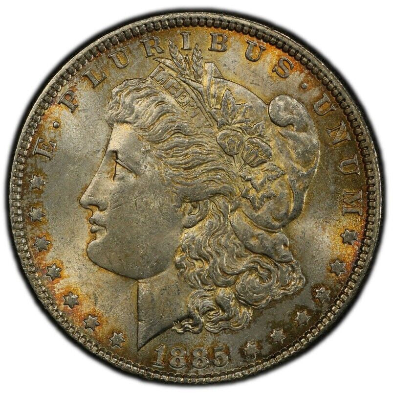 Toned 1885 P MS 64 Morgan Liberty Silver Dollar PCGS Certified Graded Slab 216