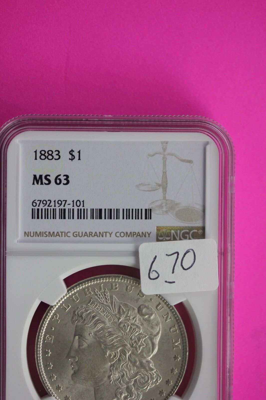 1883 P MS 63 Liberty Morgan Silver Dollar NGC Certified Slab Free Shipping 670