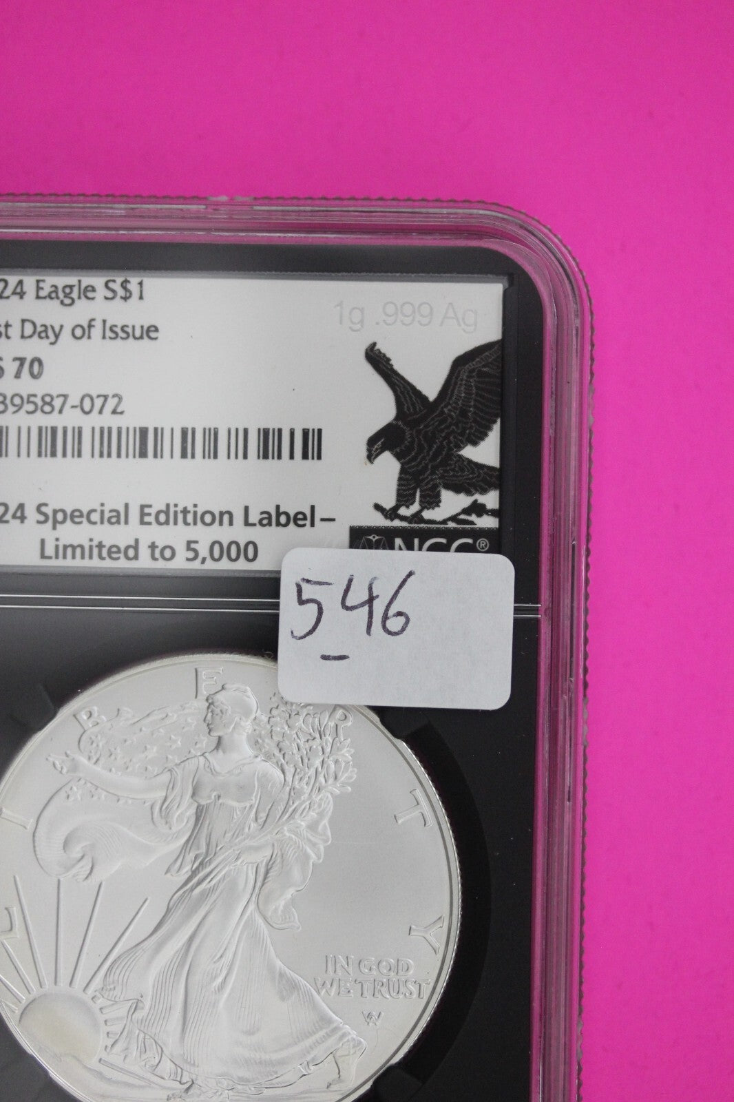 2024 MS 70 Silver Eagle Coin 1 OZ .999 NGC Certified Graded Authentic Slab 546