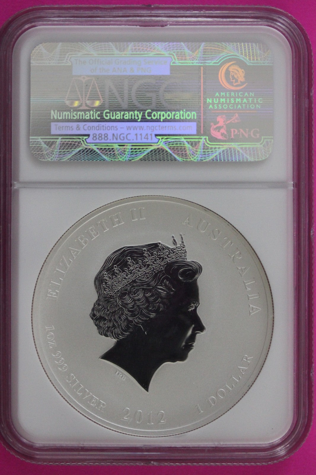2012 P MS 69 Colorized Australia Year Of The Dragon $1 Silver Coin NGC Slab 971