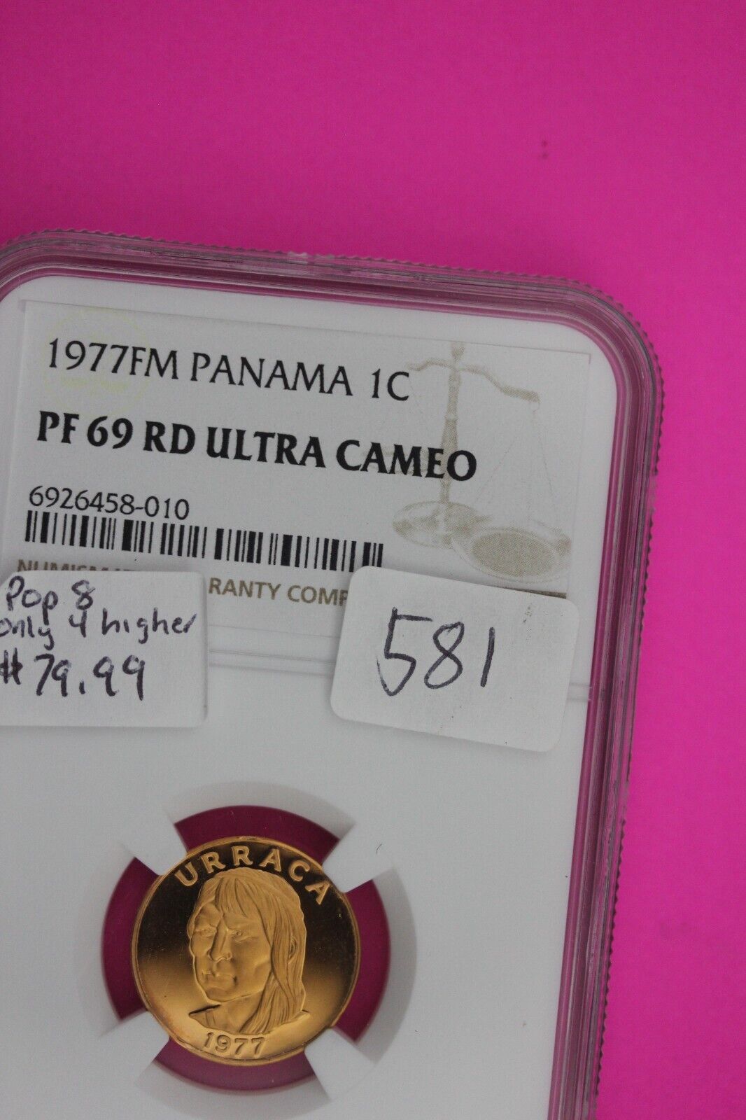 1977 Panama PF 68 Red Ultra Cameo Proof 1 Centesimo Coin NGC Pop 8,4 Finer 581
