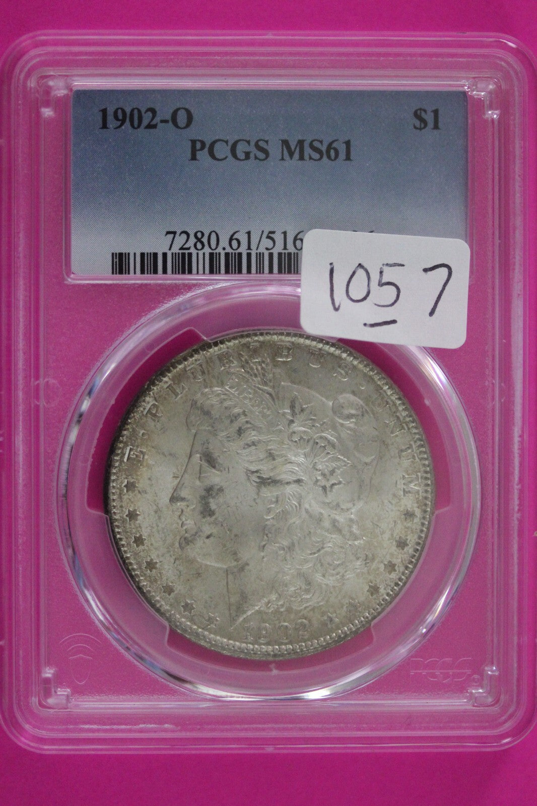 Toned 1902 O MS 61 Liberty Morgan Silver Dollar PCGS Certified Graded Slab 1057