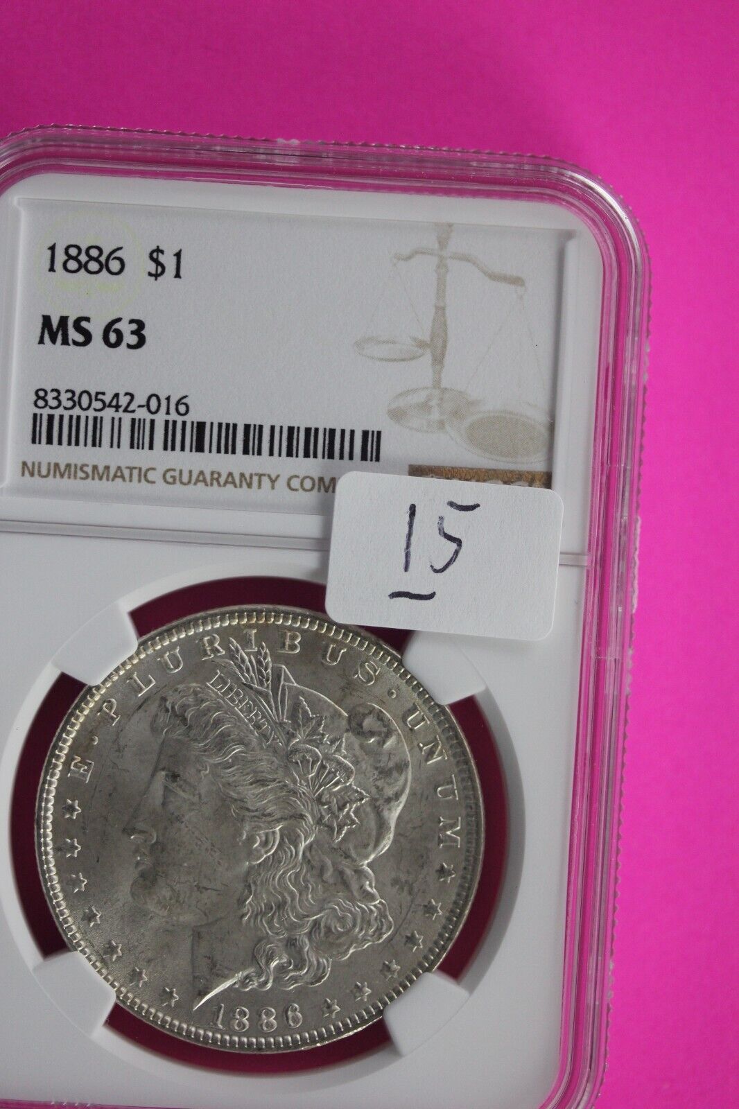 1886 P MS 63 Liberty Morgan Silver Dollar NGC Certified Graded Authentic Slab 15