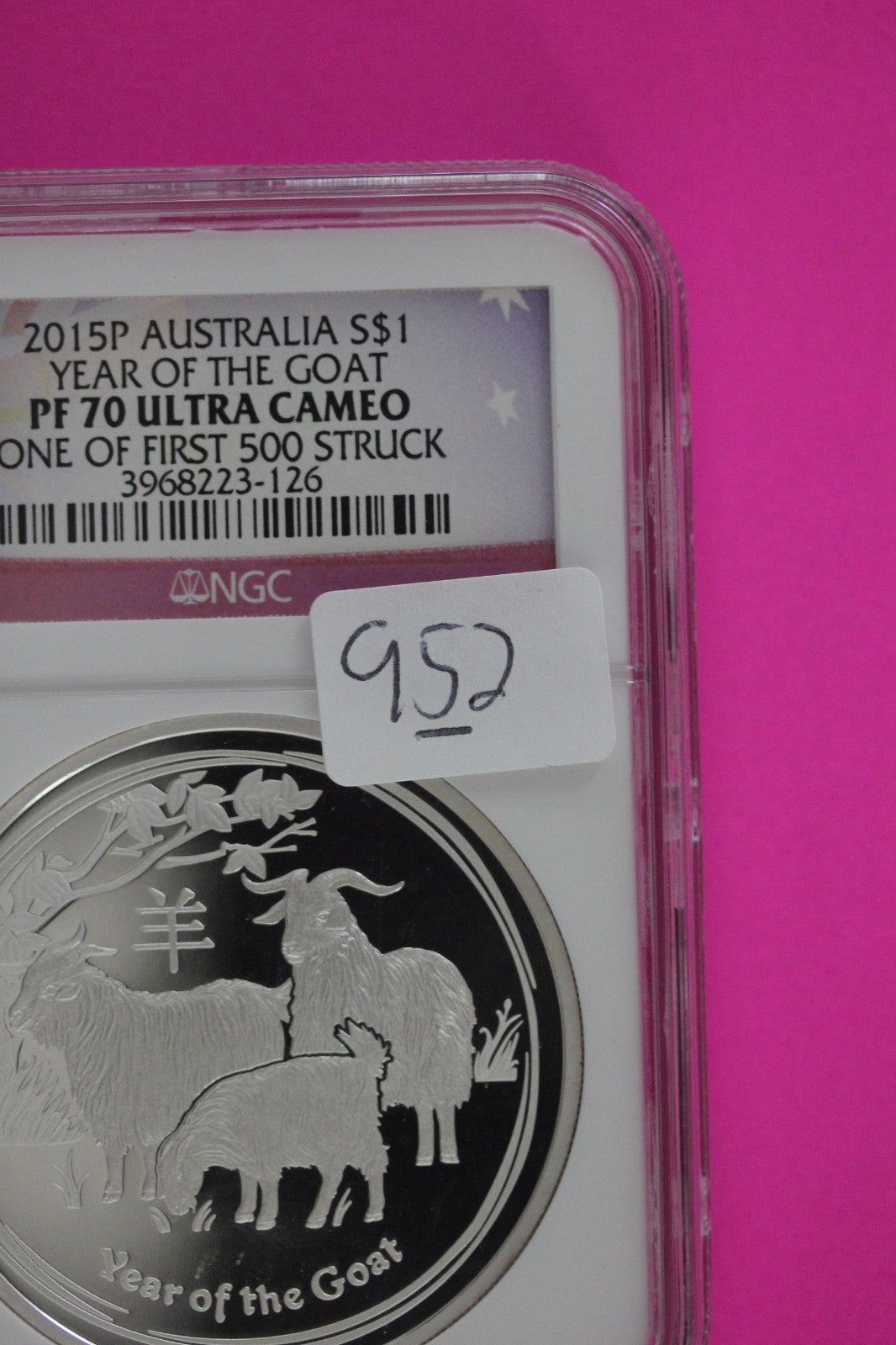 2015 P PF 70 Australia Year Of The Goat $1 Silver Coin NGC Certified Slab 952