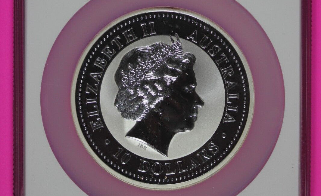 1999 MS 69 10 Ounces Silver Australia Year Of The Rabbit .999 Fine NGC Slab 7015